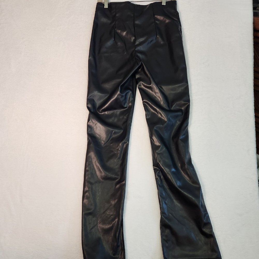 Divided Black Vegan Faux Flared Leather Pants Leggings Size 8